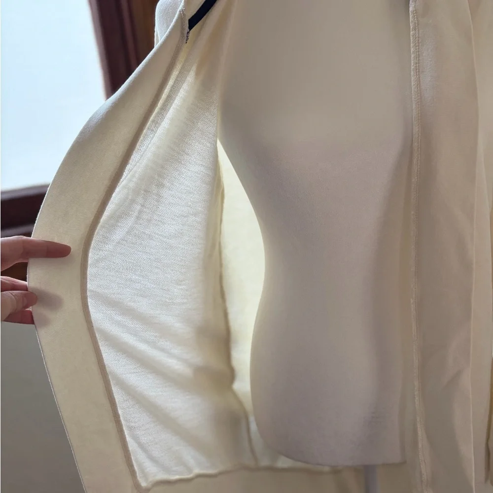 Lauren Ralph Lauren Hooded Open Front Cotton Modal Cardigan Cream Ivory Small